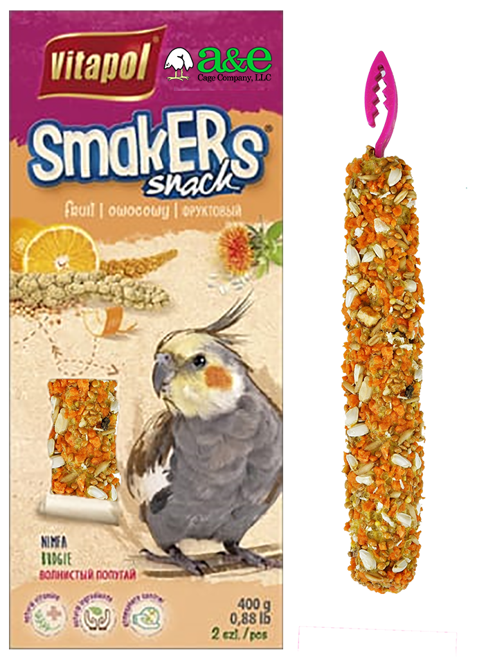 Vitapol Smakers Cockatiel Treat Stick - Orange - Pack of 2