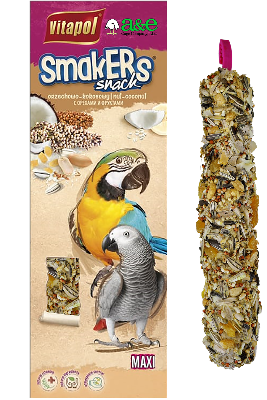 Treat Stick Parrot Coco/Nueces Maxi Pack Doble