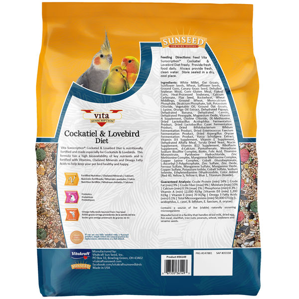 Vita Cockatiel & Lovebird Diet 2.5-lb