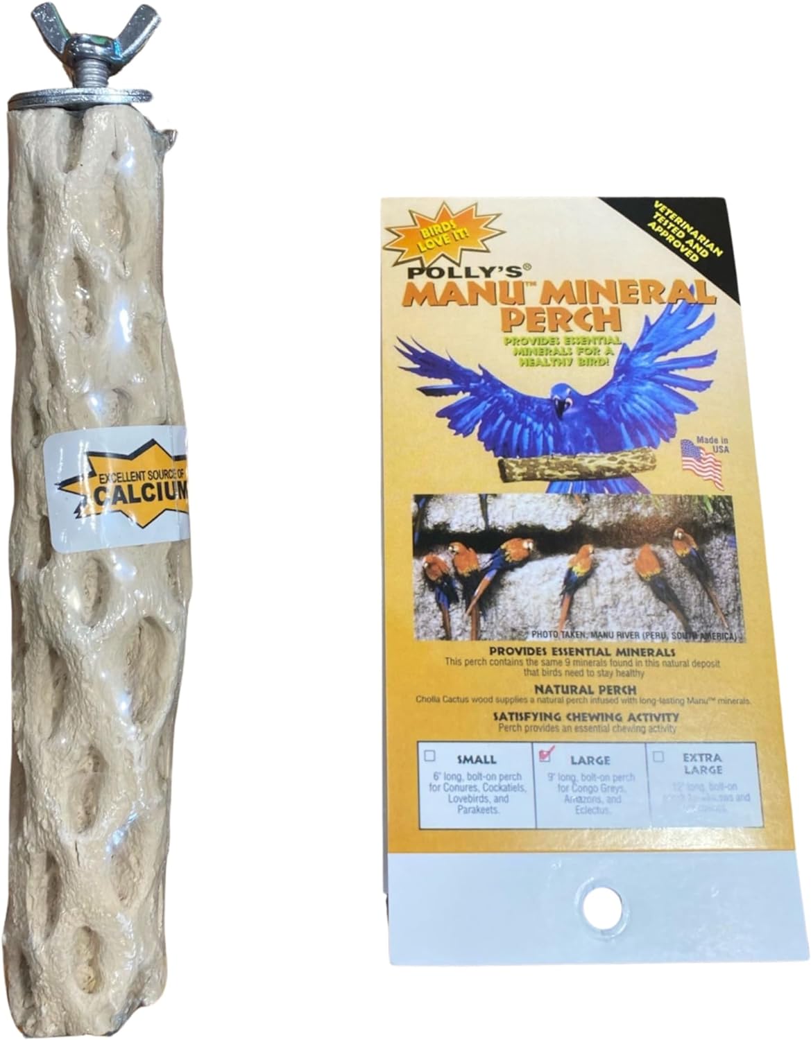 Manu Mineral Bird Perch - Large 9"