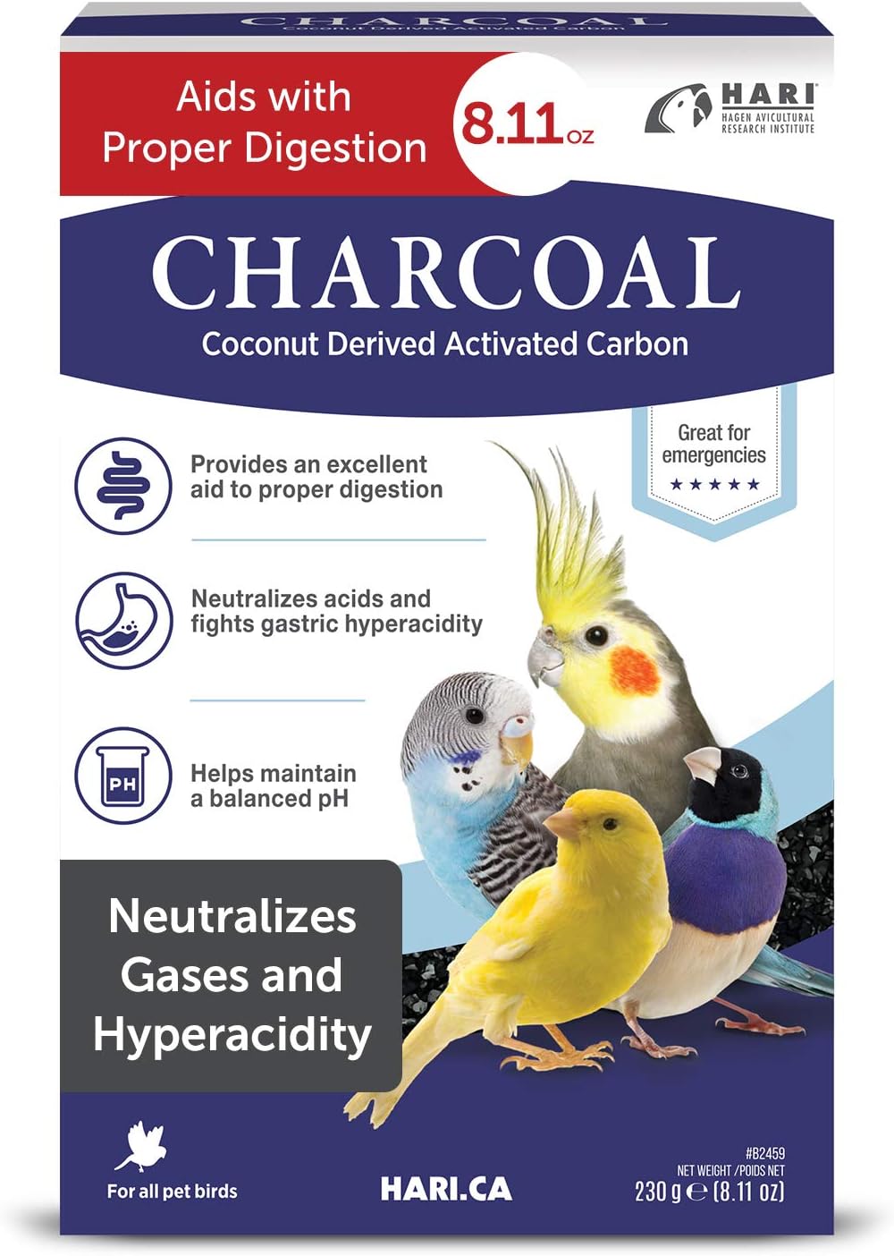 HARI Charcoal - Coconut Derived Activated Charcoal Bird Aid