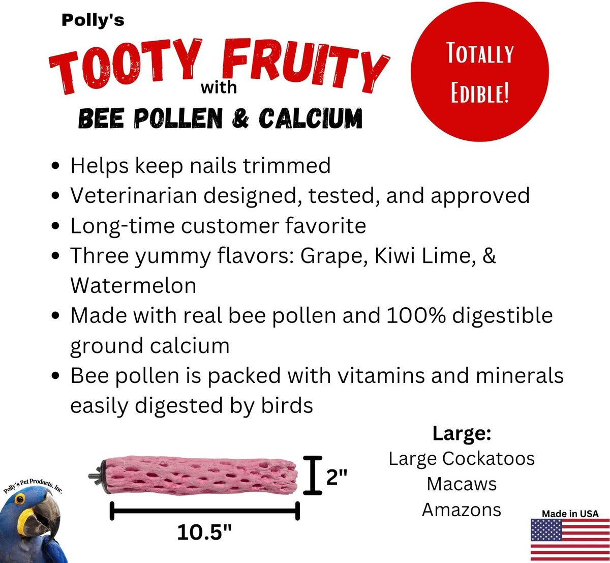 Tooty Fruity Bee Pollen Bird Perch - Մեծ 