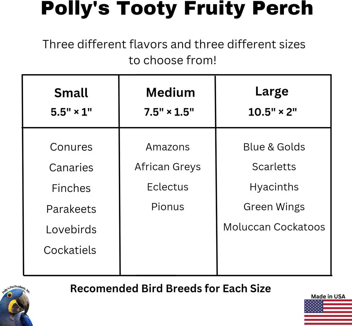 Tooty Fruity Bee Pollen Bird Perch - Small