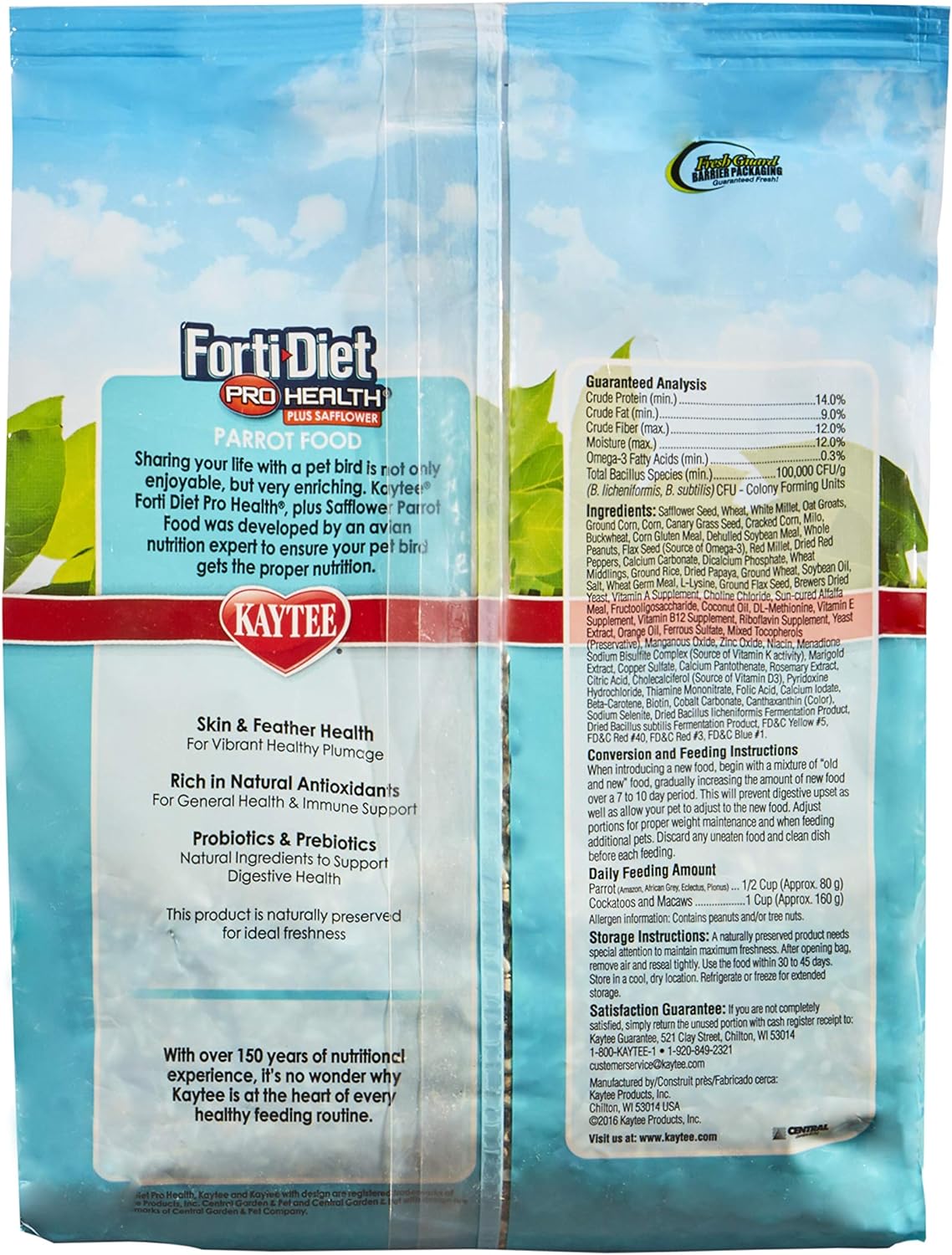 Kaytee Forti-Diet Pro Health Parrot with Safflower 4LB