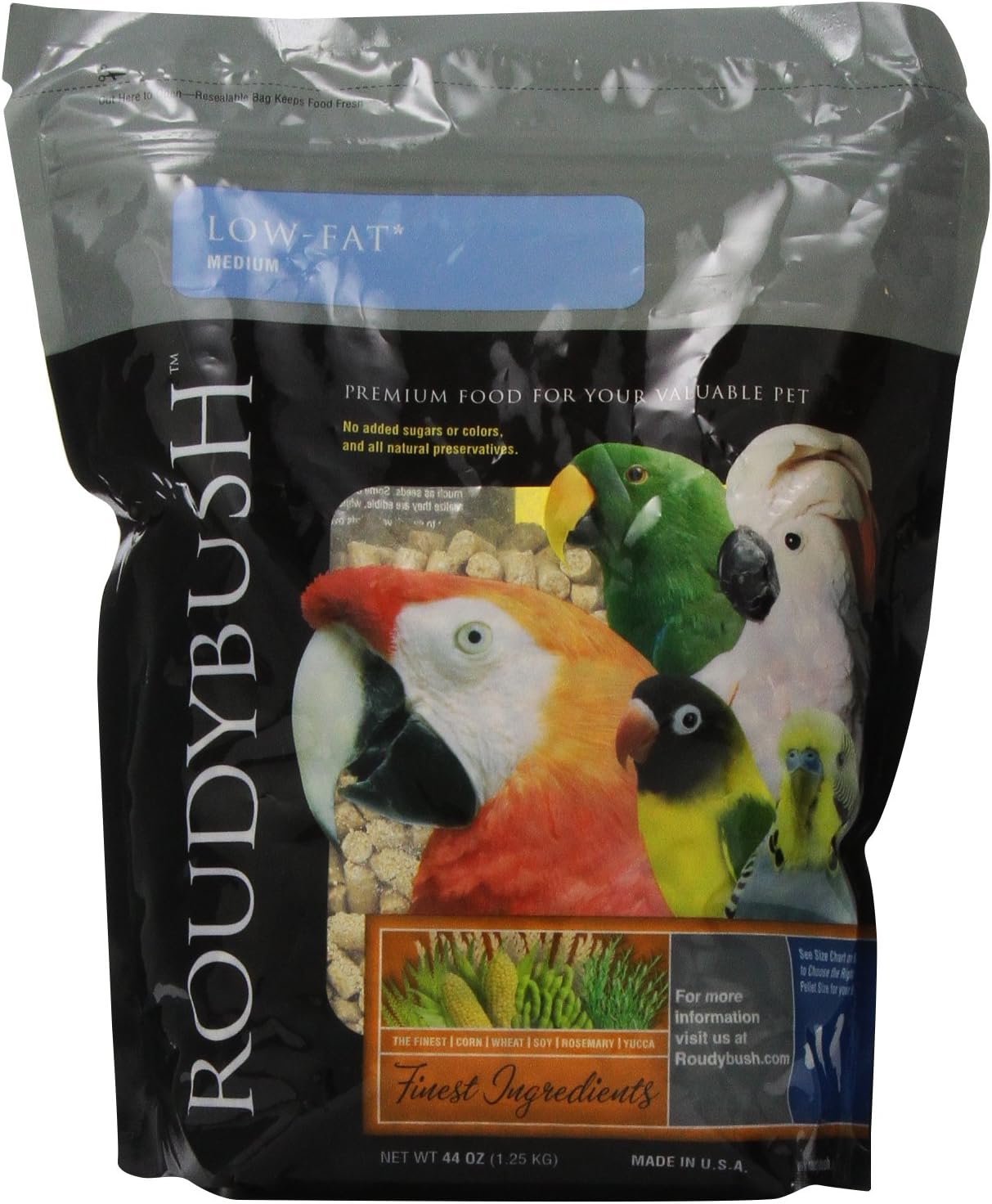 Roudybush Low Fat Maintenance Bird Food - Medium - 44-oz