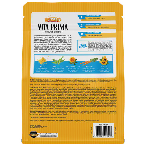 Vita Prima Safflower Formula Small Parrot Food 3-lb